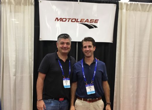 Pictured is Managing Partner Emre Ucer (left) with Dealer Relations Manager Jason Davis (right) at the AIMExpo 2017 last week in Columbus. (Photo by Natalie Mattila / Royal Media Group)
