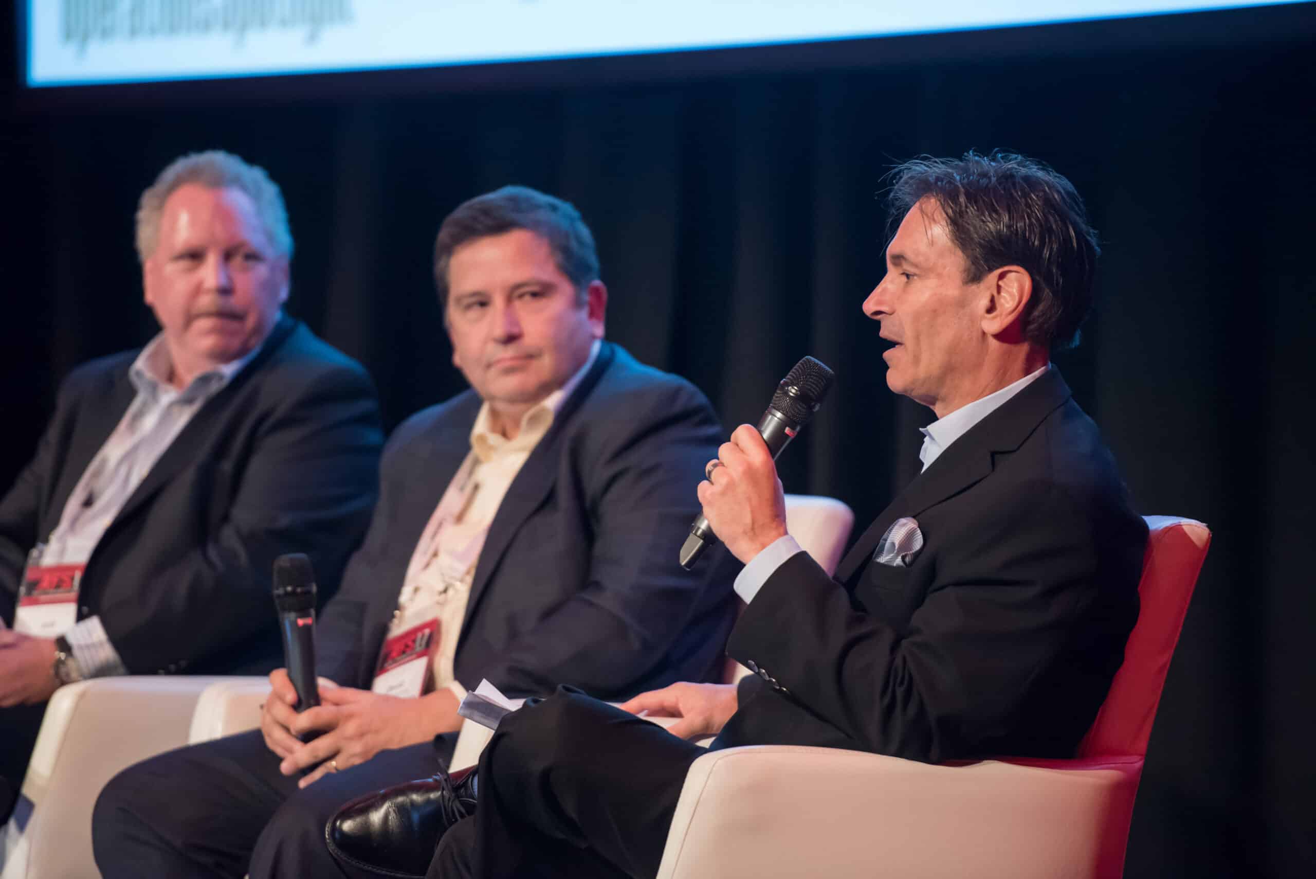 From left, Jeff Danford, SVP of Auto Finance at Ally Financial; David Hollodick, SVP, Product and Pricing Executive Consumer Vehicle Lending at Bank of America; and
Chas Roscow, Director, Vehicle Lending at State Farm Bank, discuss direct lending trends in a panel discussion at the 2017 Auto Finance Summit.