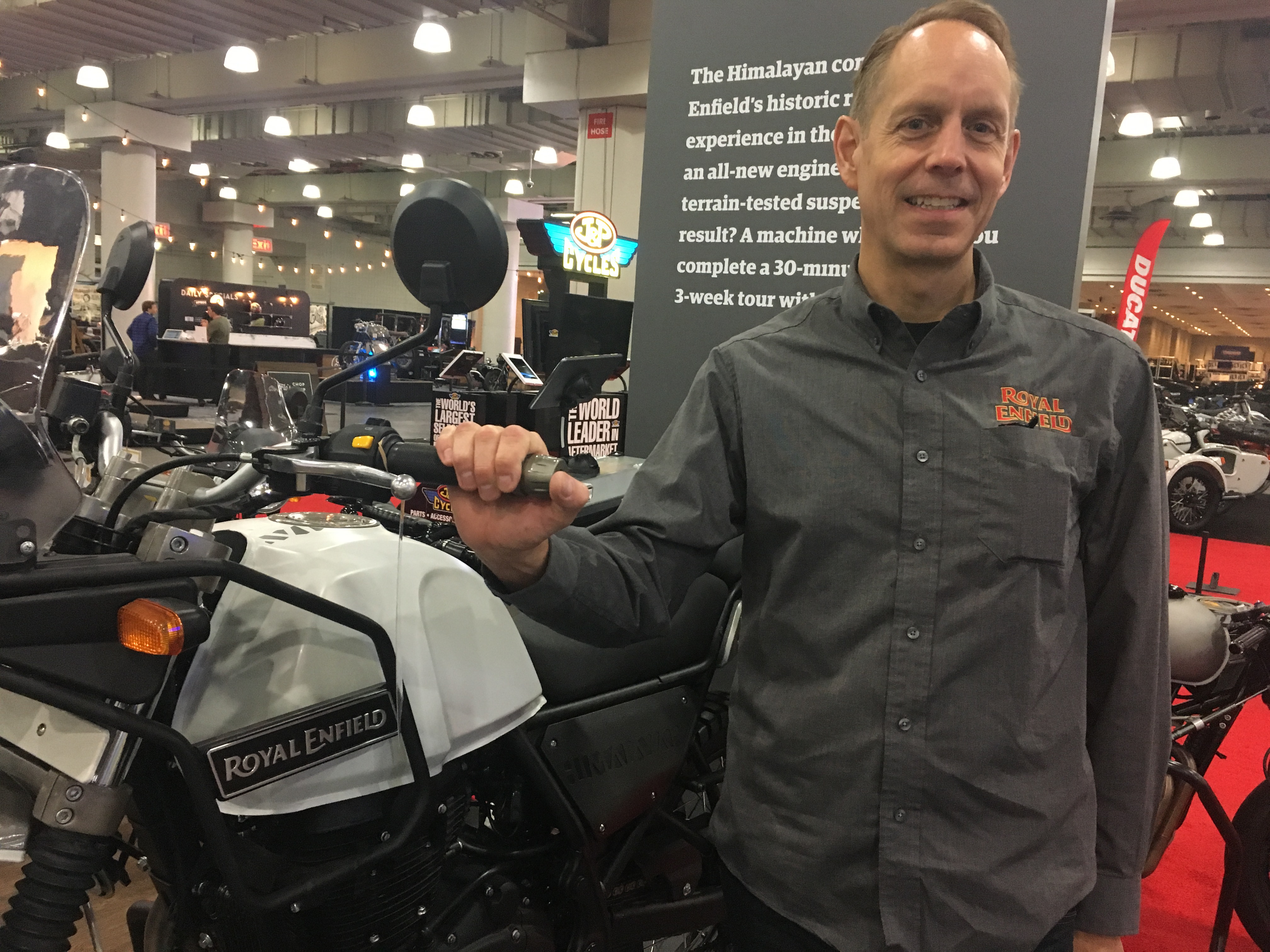 Rod Copes, president of Royal Enfield North America, met with Powersports Finance at
the Progressive International Motorcycle Show in New York in early December. (Photo by
Natalie Mattila)