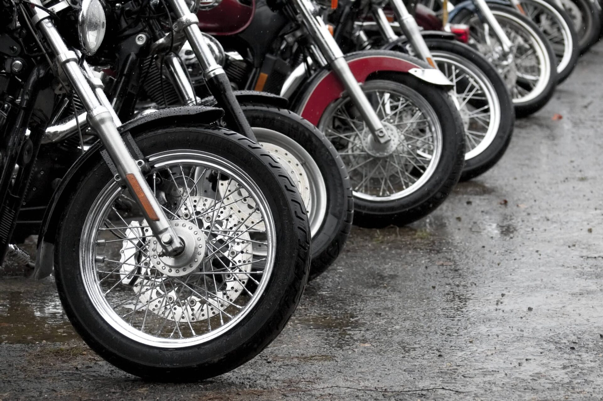 motorcycles lined up