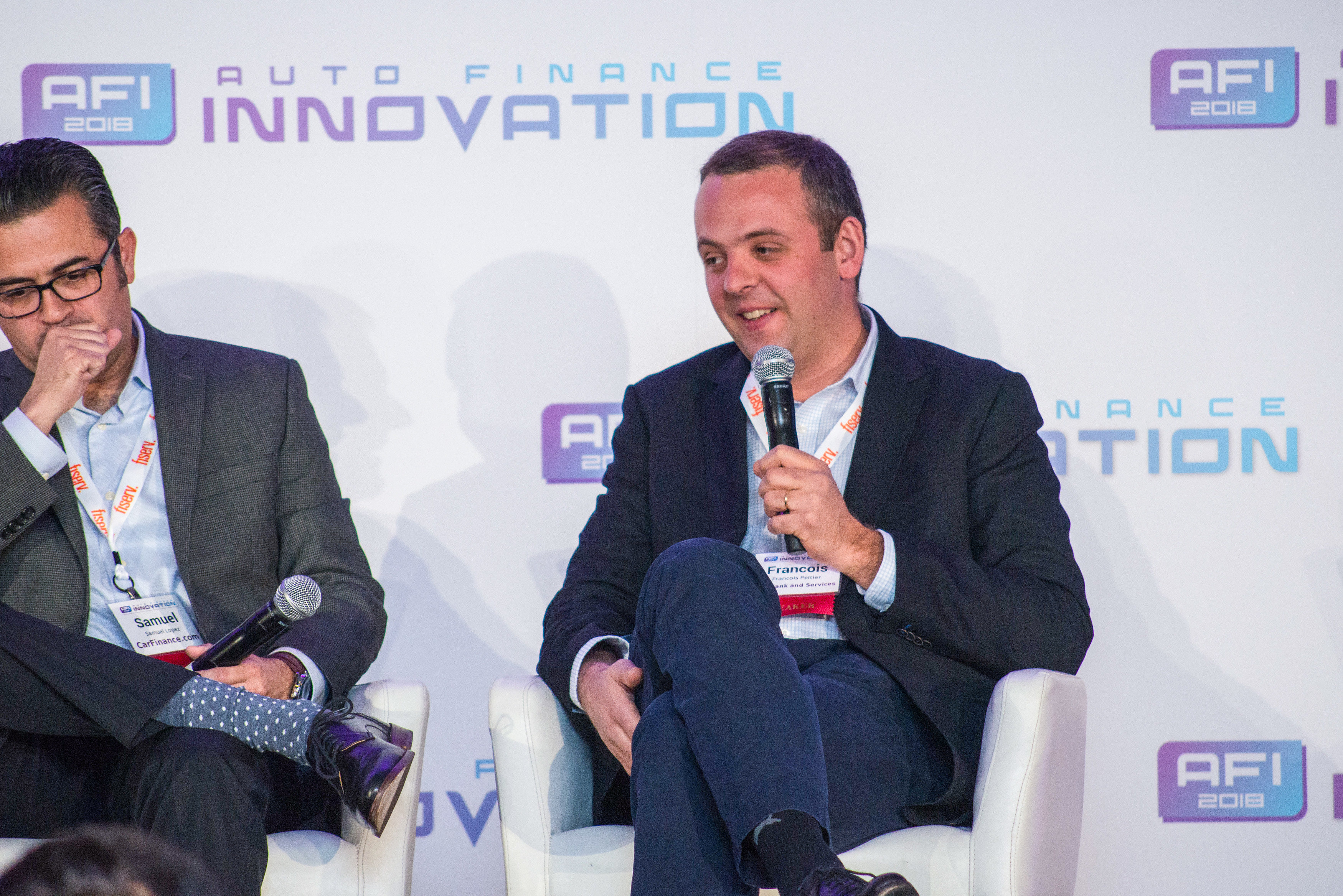 Francois Peltier, vice president of open innovation at RCI Bank and Services, joins a panel on direct lending at Auto Finance Innovation 2018 in San Francisco. (Photo by Lensology.net)