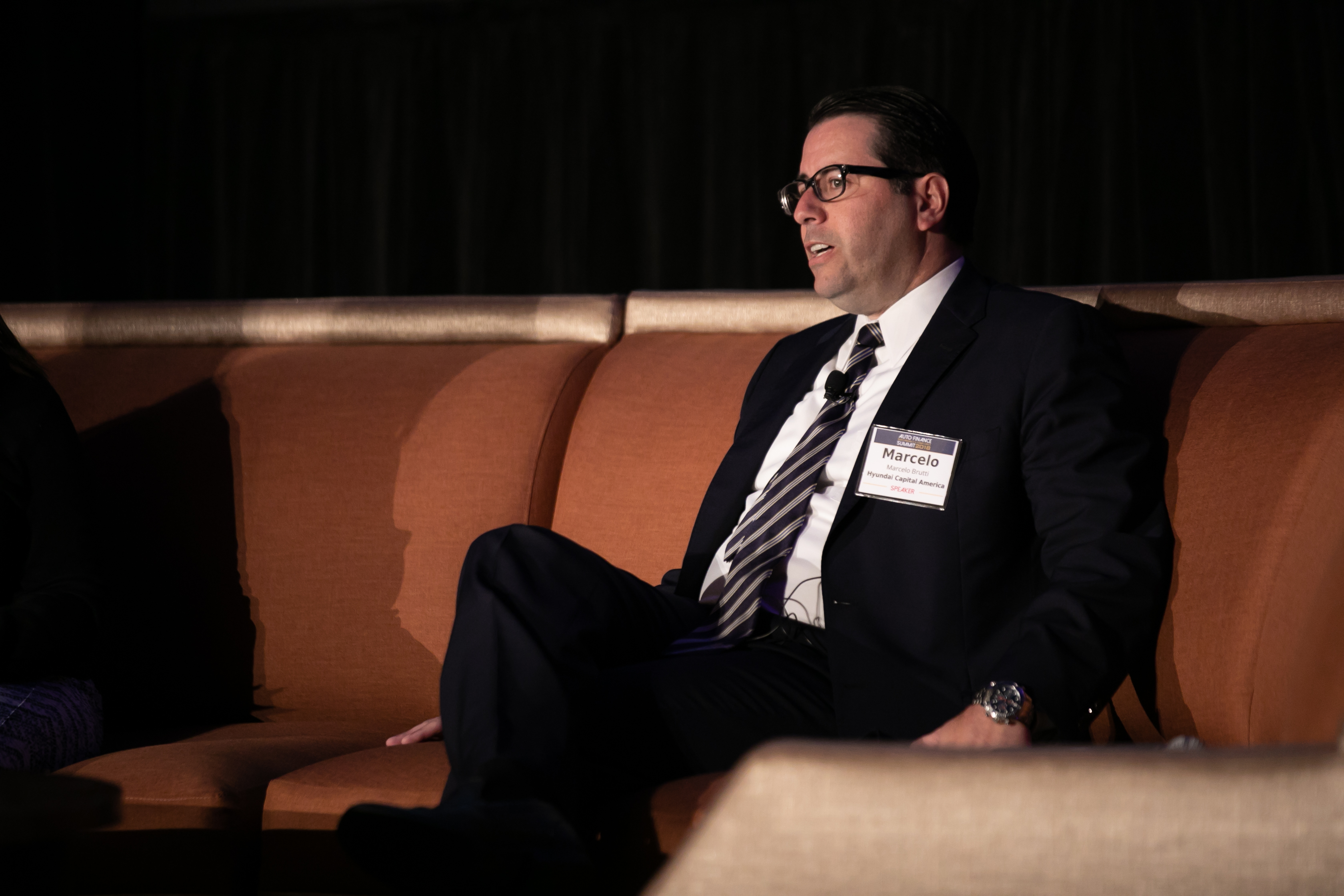Marcelo Brutti, chief risk officer for Hyundai Capital America, does a fireside chat at AFPCS18.