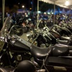 motorcycles lined up at store