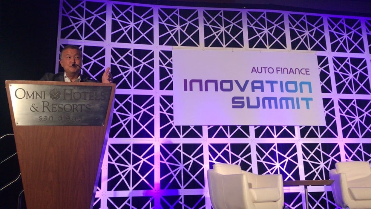 Tricolor Chief Executive Daniel Chu presents at the Auto Finance Innovation Summit (photograph by Nicole Casperson)