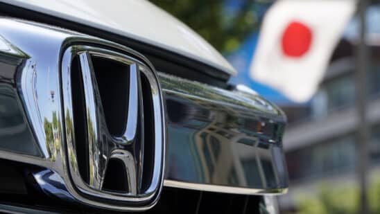 honda vehicle with japan flag in background