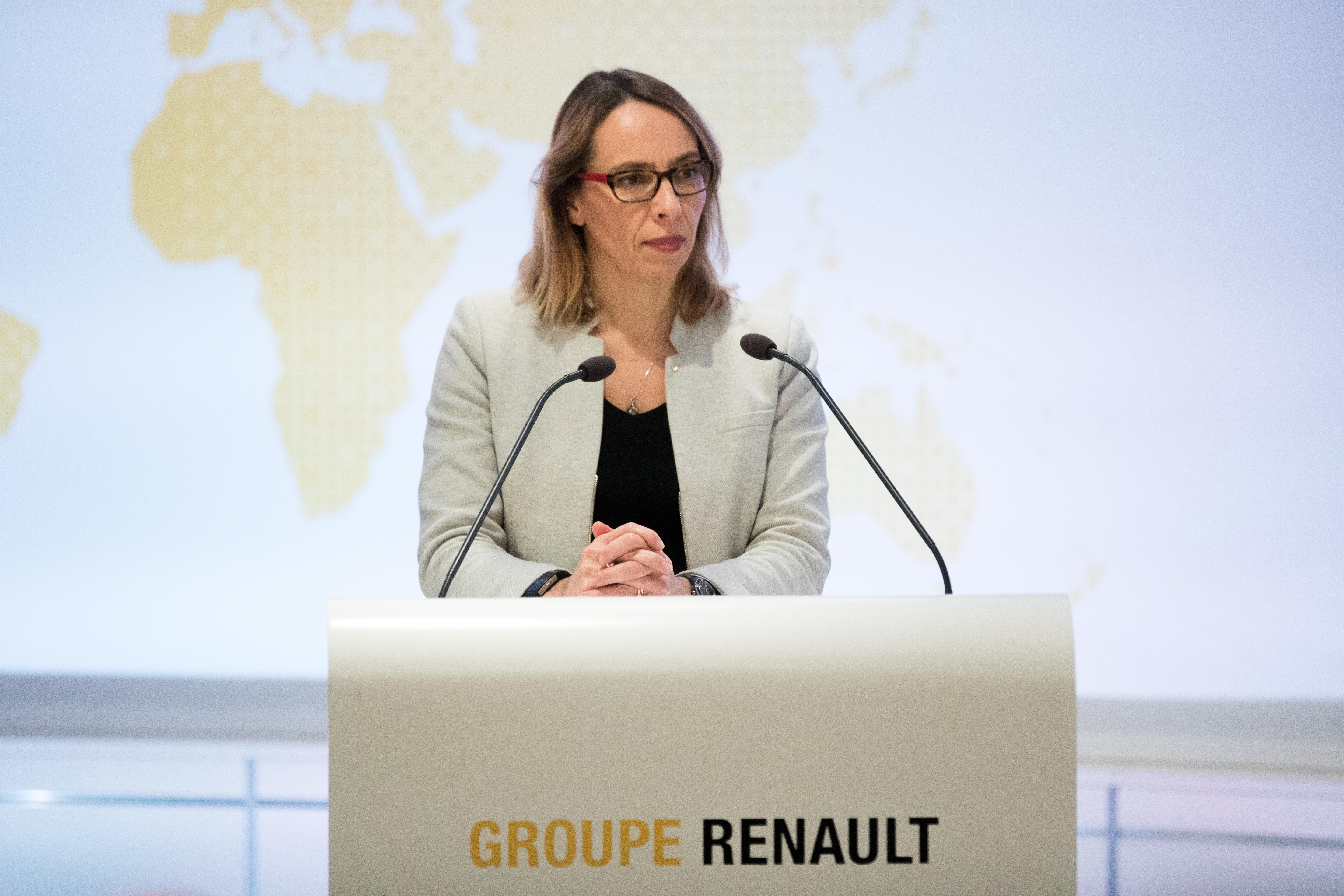 Clotilde Delbos, chief financial officer of Renault SA, speaks during a news conference to announce the automaker's full year earnings in Paris, France. Photographer: Christophe Morin/Bloomberg