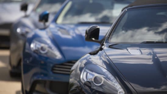 cars lined up - front view