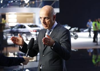 Nicholas Peter, chief financial officer of Bayerische Motoren Werke AG (BMW), gestures while speaking during a Bloomberg Television interview ahead of the IAA Frankfurt Motor Show in Frankfurt, Germany, on Monday, Sept. 9, 2019. The 68th IAA show runs from Sept. 12-22.