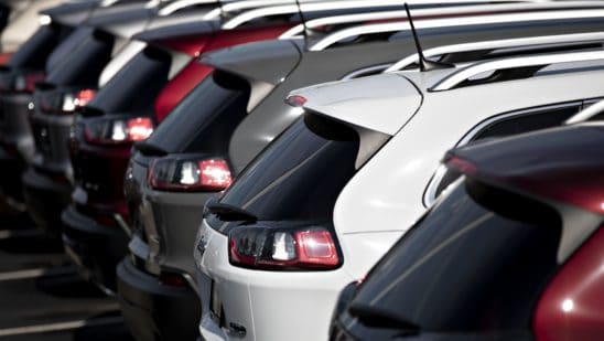 cars lined up on lot