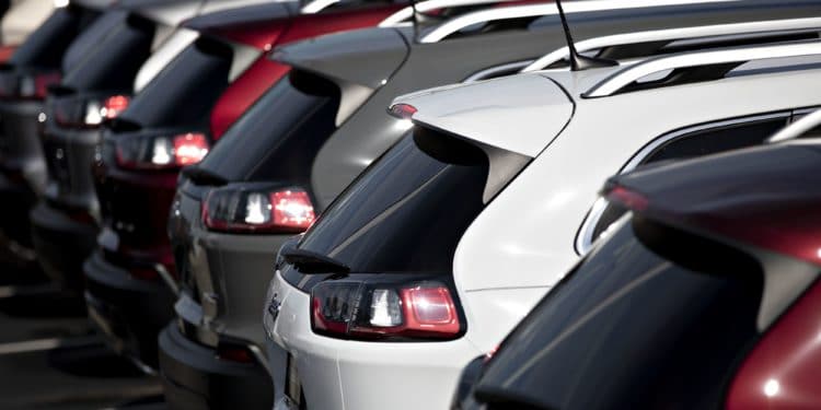 cars lined up on lot