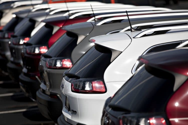 cars lined up on lot
