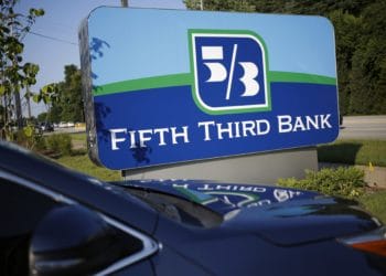 Signage is displayed outside a Fifth Third Bancorp branch in Louisville, Kentucky, U.S., on Thursday, July 12, 2018. Fifth Third Bancorp is scheduled to release earnings figures on July 19.