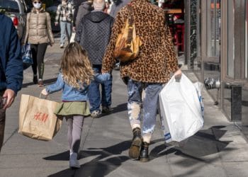 Pedestrians carry shopping bag in San Francisco, California, U.S.