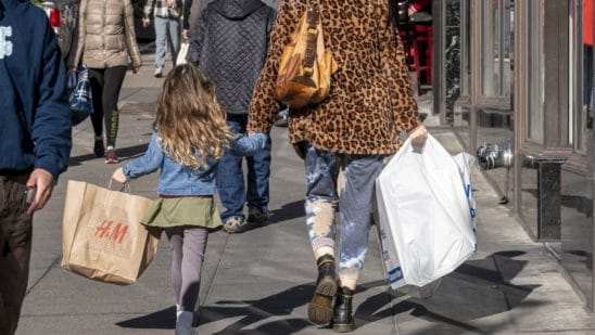 Pedestrians carry shopping bag in San Francisco, California, U.S.