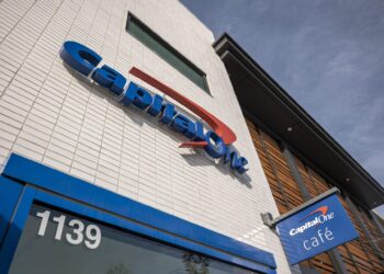 Signage at a Capital One cafe branch in Walnut Creek, California, U.S., on Friday, Jan. 21, 2022. Capital One Financial Corp. is scheduled to release earnings figures on January 25.