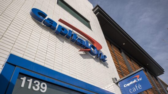 Signage at a Capital One cafe branch in Walnut Creek, California, U.S., on Friday, Jan. 21, 2022. Capital One Financial Corp. is scheduled to release earnings figures on January 25.