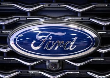 The Ford Motor Co. logo on a vehicle during the Washington Auto Show in Washington, D.C., U.S., on Friday, Jan. 21, 2022. The auto show, designated as one of the nation's top five auto shows by the International Organization of Motor Vehicle Manufacturers, runs from January 21-30.