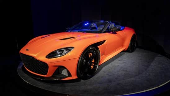 The 2020 Aston Martin DBS Superleggera Volante stands on display at AutoMobility LA ahead of the Los Angeles Auto Show in Los Angeles, California, U.S., on Thursday, Nov. 21, 2019. Engines are taking a back seat to motors at this years Los Angeles Auto Show as carmakers showcase the latest electric additions to their vehicle lineups.