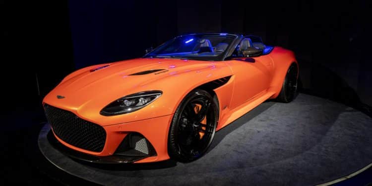 The 2020 Aston Martin DBS Superleggera Volante stands on display at AutoMobility LA ahead of the Los Angeles Auto Show in Los Angeles, California, U.S., on Thursday, Nov. 21, 2019. Engines are taking a back seat to motors at this years Los Angeles Auto Show as carmakers showcase the latest electric additions to their vehicle lineups.