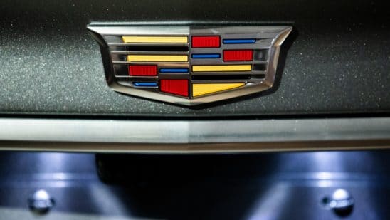 The General Motors Co. (GM) Cadillac logo is displayed on the rear of a Cadillac CT5 sedan during an event in New York, U.S., on Tuesday, April 16, 2019. The CT5 sedan debuting at this week's New York show targets BMW's 3 Series and the Audi A4 and will be priced accordingly, said Ken Kornas, the car's product manager.