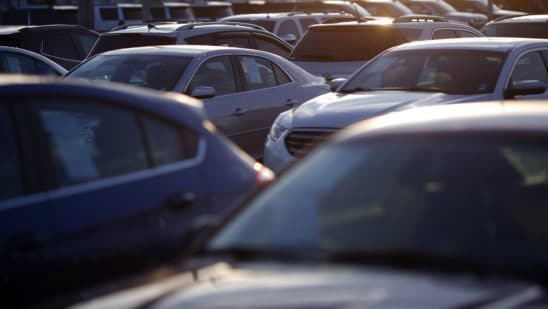 Vehicles sit on display for sale at a General Motors Co. Chevrolet car dealership in Louisville, Kentucky, U.S., on Wednesday, Jan. 31, 2018. General Motors Co. is scheduled to release earnings figures on February 6.
