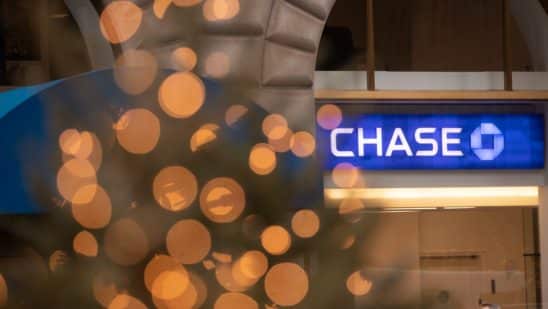 Signage at a Chase bank branch in New York, U.S., on Thursday, Jan. 13, 2022. JPMorgan Chase & Co. posted a decline in trading revenue that was steeper than analysts expected, and both commercial and consumer loans fell from a year earlier.
