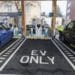 A Shell Recharge EV charging hub in London which replaced petrol and diesel pumps.