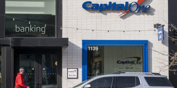 A Capital One cafe branch in Walnut Creek, California, U.S., on Friday, Jan. 21, 2022. Capital One Financial Corp. is scheduled to release earnings figures on January 25. Photographer: David Paul Morris/Bloomberg