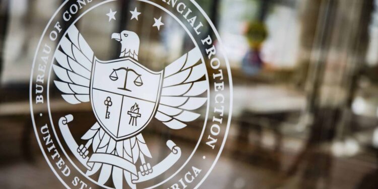 A seal at the Consumer Financial Protection Bureau (CFPB) headquarters in Washington, D.C.