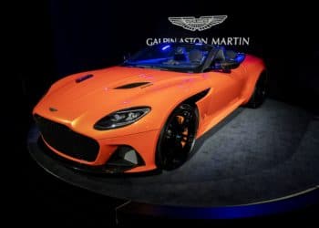 The 2020 Aston Martin DBS Superleggera Volante stands on display at AutoMobility LA ahead of the Los Angeles Auto Show in Los Angeles, California, U.S. Photographer: Kyle Grillot/Bloomberg