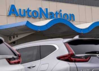 Signage at an AutoNation car dealership in Fremont, California, U.S., on Monday, Feb. 15, 2021. AutoNation Inc. is scheduled to release earnings figures on February 16. Photographer: David Paul Morris/Bloomberg