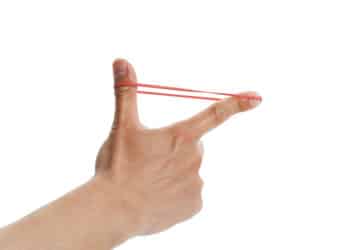 Rubber band shooting with white background