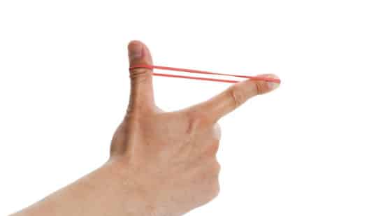Rubber band shooting with white background