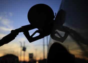 A fuel pump fills a car tank at a gas station in Louisville, Kentucky.