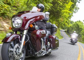 Riding an Indian motorcycle in the midwest