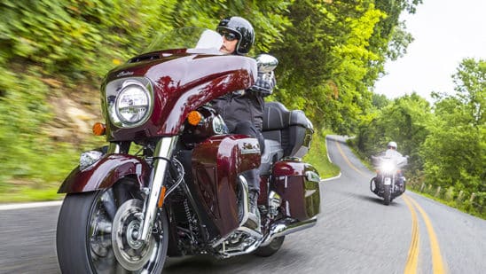Riding an Indian motorcycle in the midwest