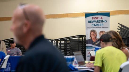 A job fair at a community center in Beattyville, Kentucky. Photographer: Jon Cherry/Bloomberg