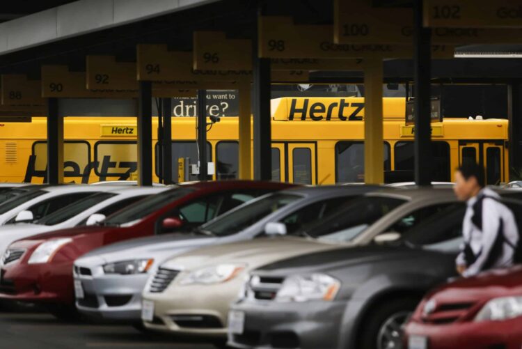 hertz rental cars in lot