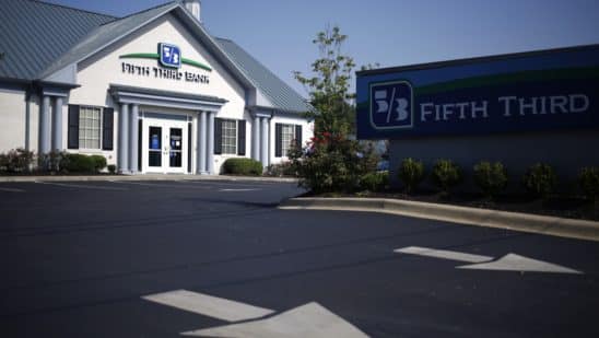 A Fifth Third Bancorp branch stands in Louisville, Kentucky, U.S., on Wednesday, July 10, 2019. Fifth Third Bancorp is scheduled to release earnings figures on July 23. Photographer: Luke Sharrett/Bloomberg