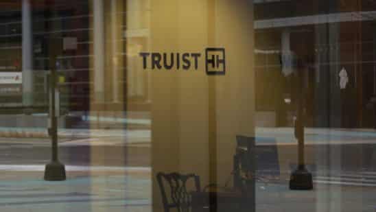 Signage inside a Truist Financial Corp. bank branch in Lexington, Kentucky, U.S., on Sunday, Jan. 16, 2022. Truist Financial reported adjusted earnings per share for the fourth quarter that beat the average analyst estimate. Photographer: Luke Sharrett/Bloomberg