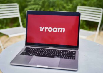 Vroom logo on computer screen