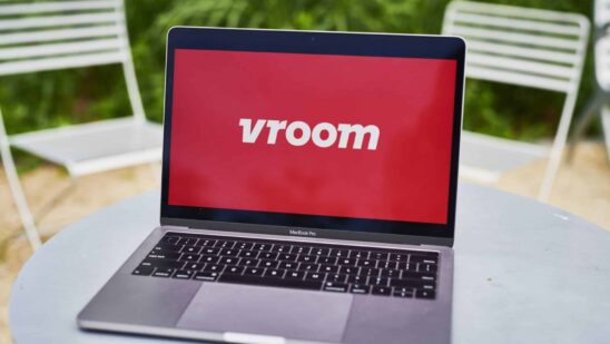 Vroom logo on computer screen