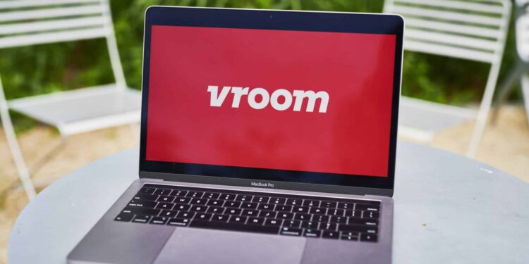 Vroom logo on computer screen