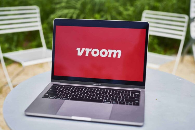Vroom logo on computer screen