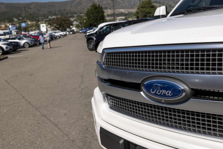 Vehicles at a Ford dealership in Colma, California, US, on Friday, July 22, 2022. Ford Motor Co. is expected to release earnings figures on July 27. Photographer: David Paul Morris/Bloomberg
