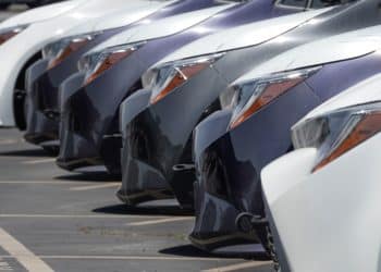 automobiles in a dealership lot