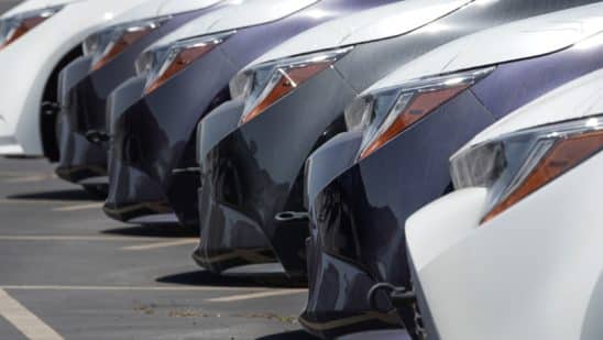 automobiles in a dealership lot