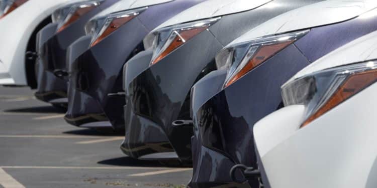 automobiles in a dealership lot
