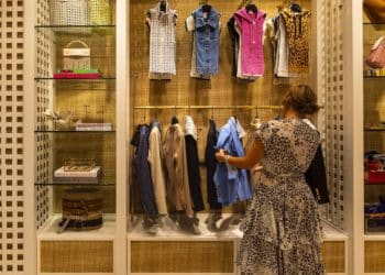 A shopper browses items at a store at the Royal Poinciana Plaza in Palm Beach, Florida.