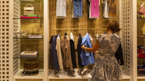 A shopper browses items at a store at the Royal Poinciana Plaza in Palm Beach, Florida.